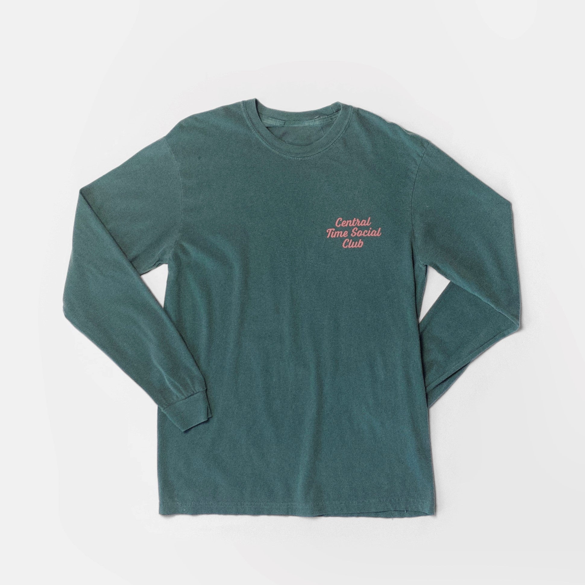 Central Time Script Heavyweight Long Sleeve Tee - Vintage Forest