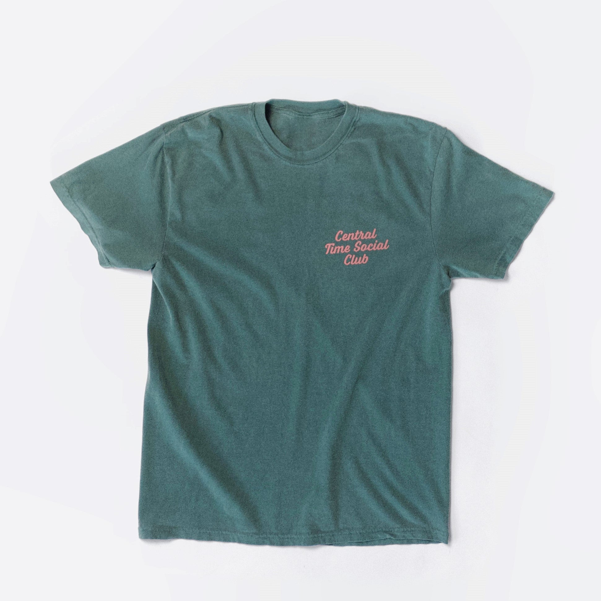 Central Time Script Heavyweight Short Sleeve Tee - Vintage Forest