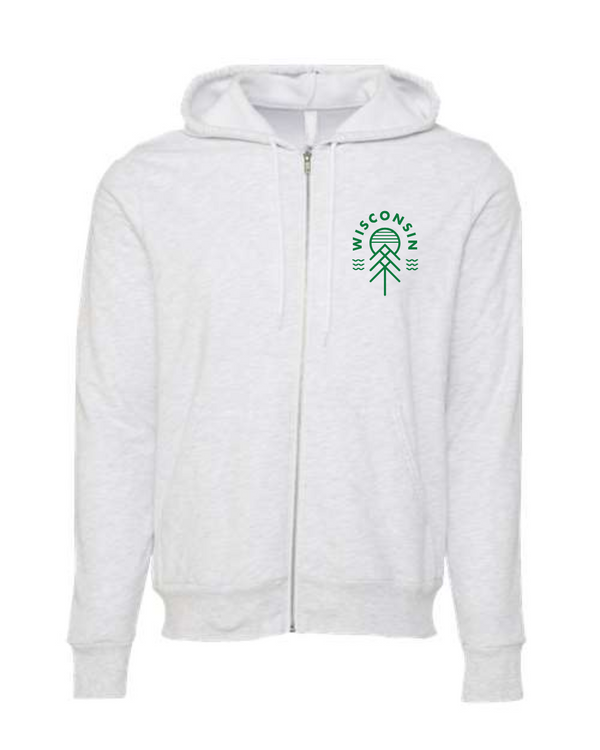 Wisconsin Native Fleece-Lined Zip Up Heather White