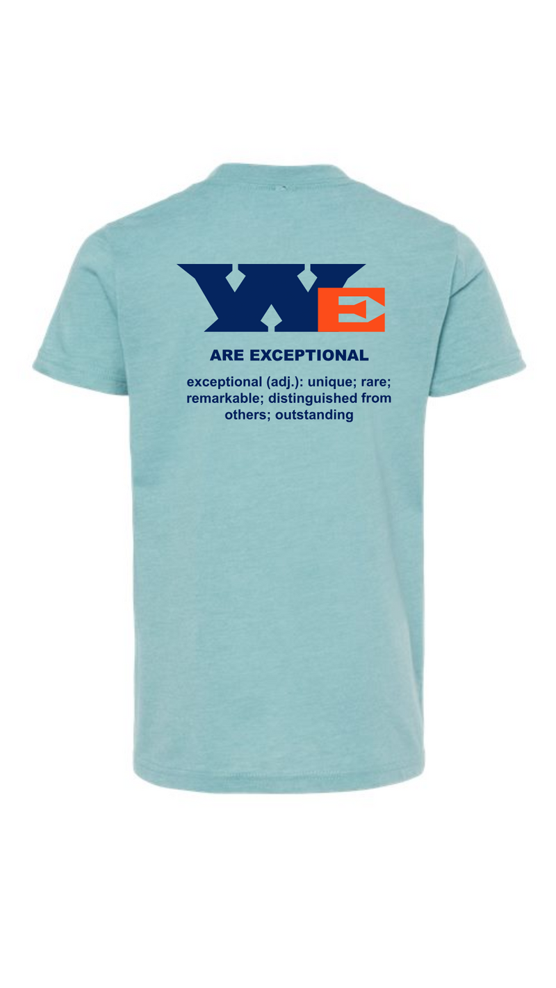 'We Are Exceptional' Adult Short Sleeve Tee - White, Athletic Heather, and Heather Blue Lagoon Available