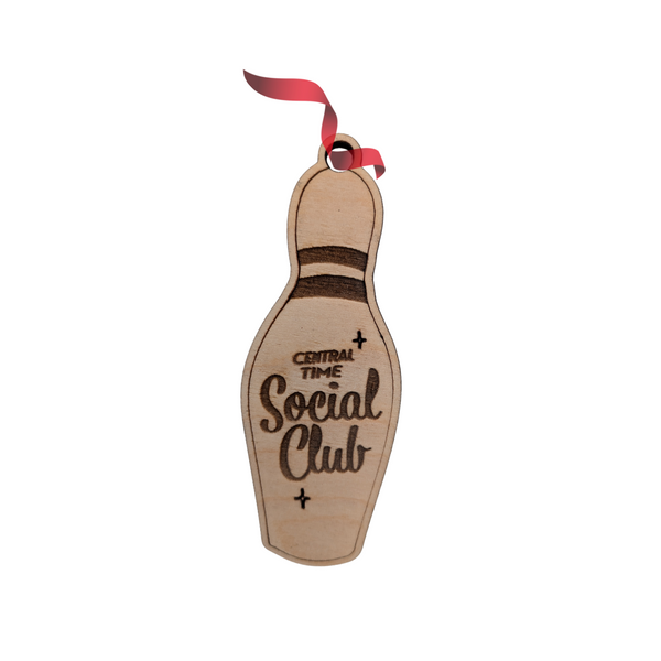 Hand Crafted Wood Ornament - Central Time Bowling