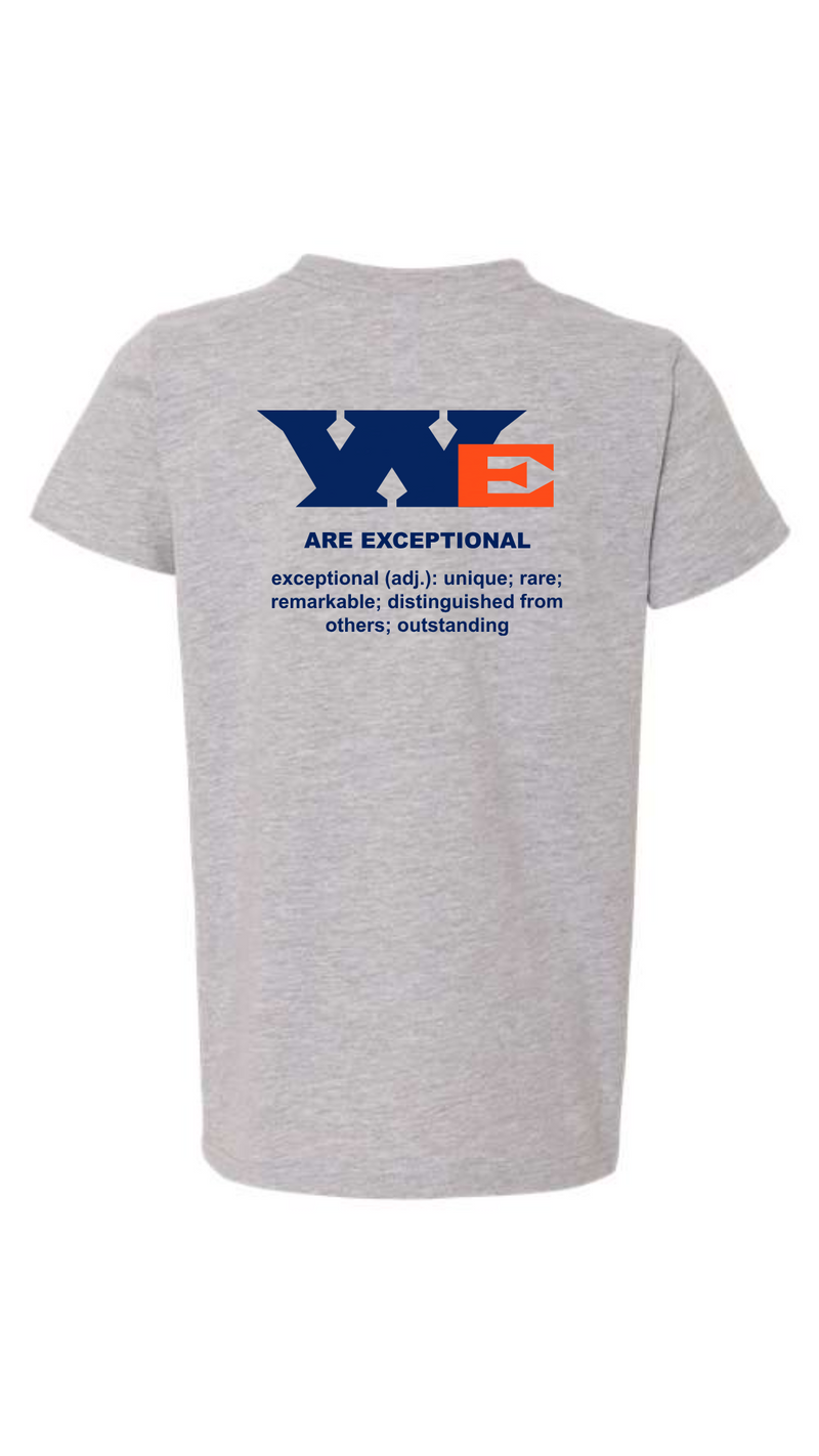 'We Are Exceptional'  Youth Short Sleeve Tee - Heather Blue Lagoon, Athletic Heather, and White Blend Available