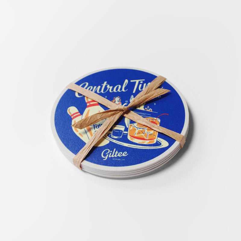 Central Time Bowling Souvenir Coasters - 4 pack