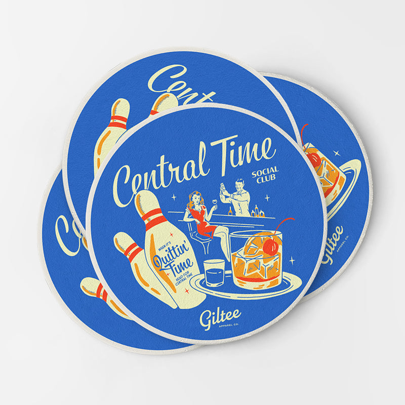 Central Time Bowling Souvenir Coasters - 4 pack