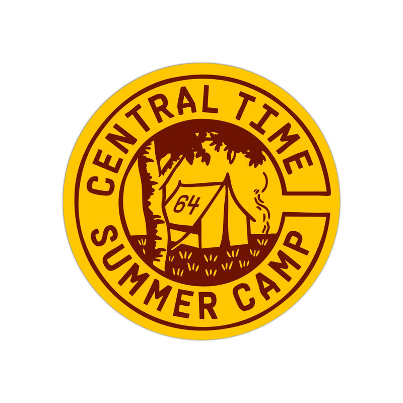 Central Time Summer Camp Badge Sticker