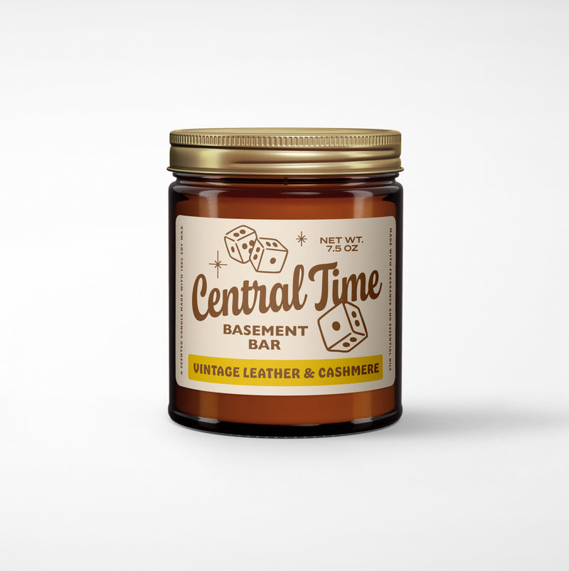 Central Time Basement Bar Soy Candle - 8oz Amber Jar