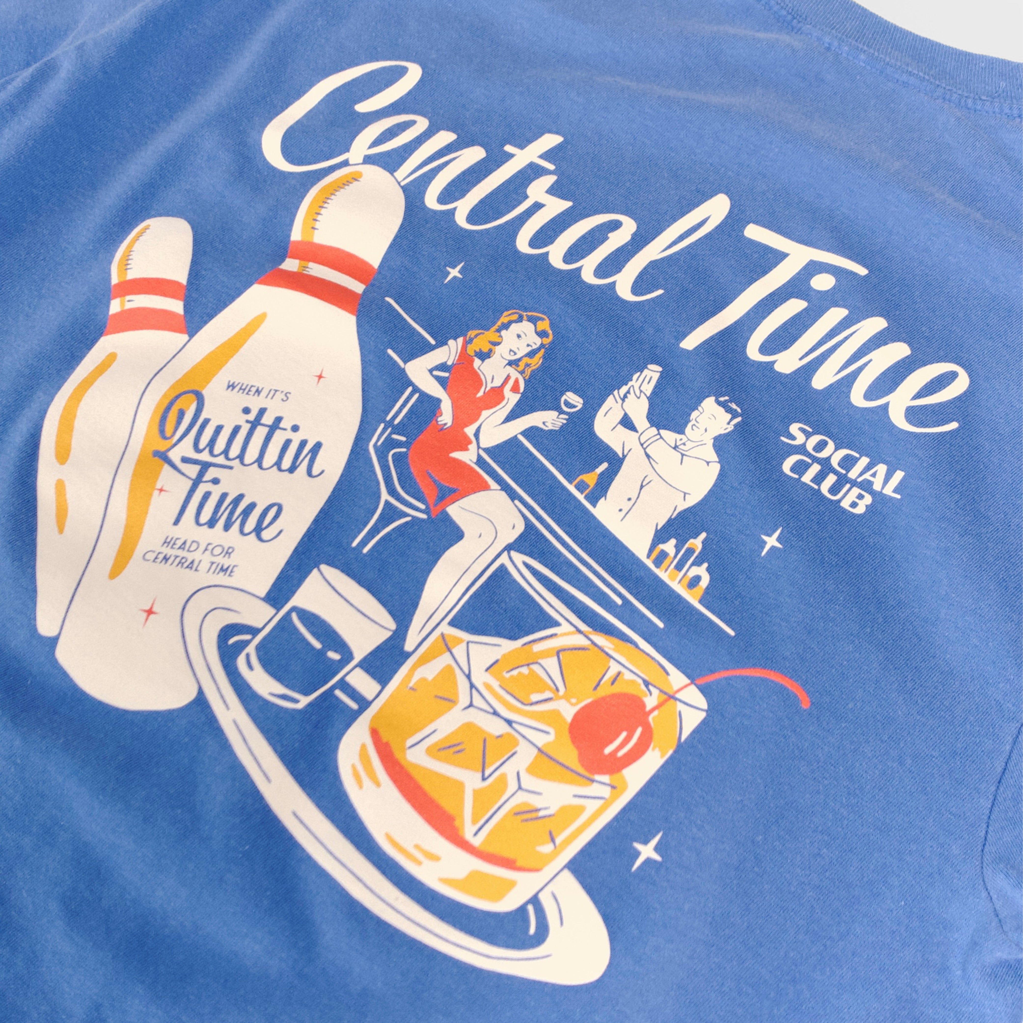 The Bowling Souvenir Heavyweight Long Sleeve Tee - Washed Blue