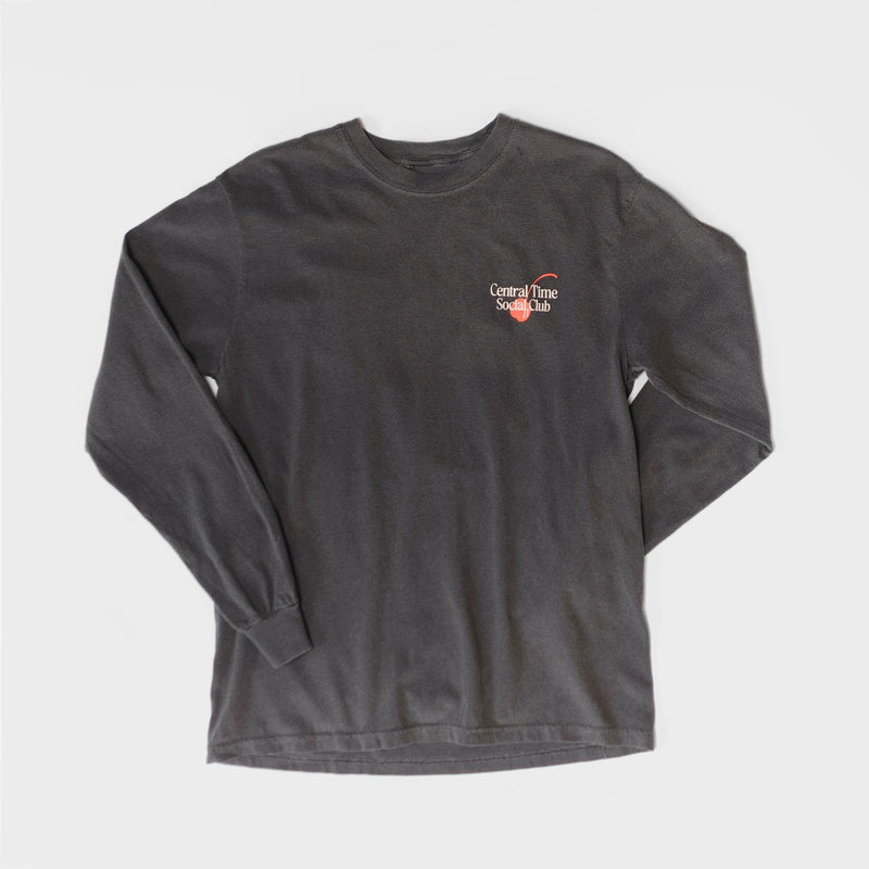 The Bowling Souvenir Heavyweight Long Sleeve Tee - Washed Charcoal