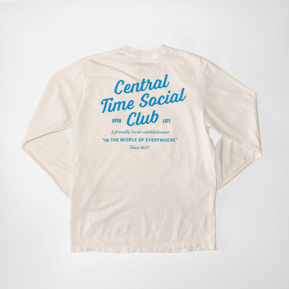 Central Time Script Heavyweight Long Sleeve Tee - Vintage Linen