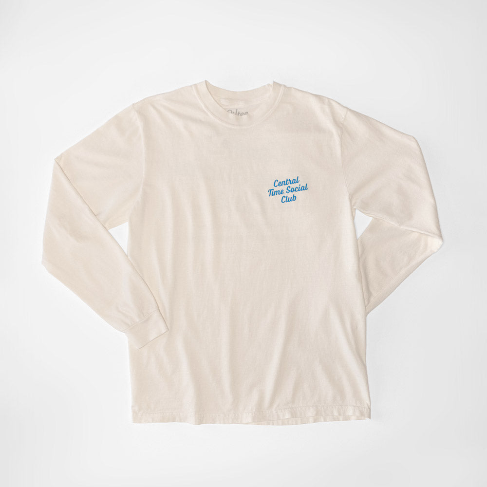 Central Time Script Heavyweight Long Sleeve Tee - Vintage Linen