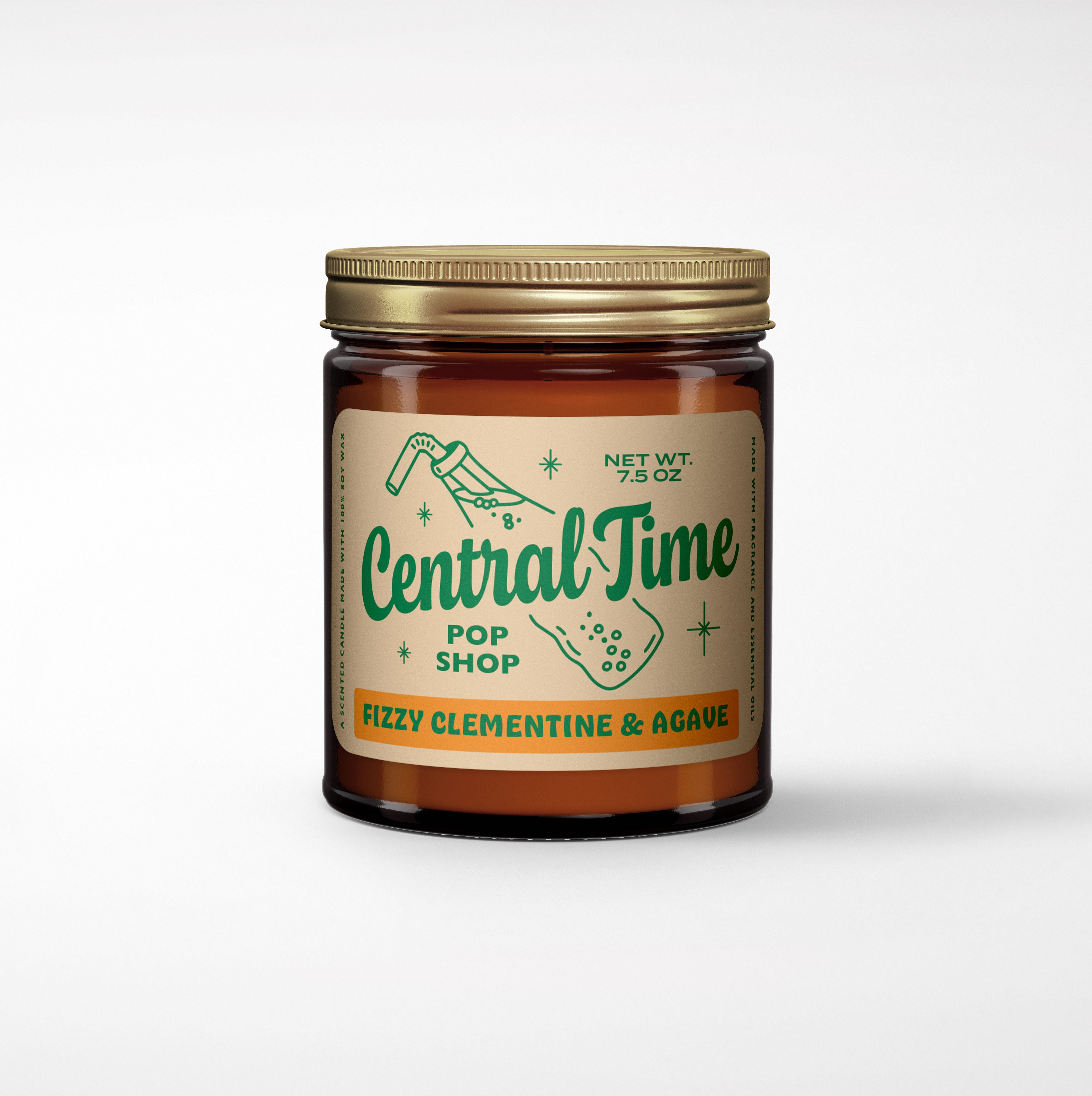 Central Time Pop Shop Soy Candle - 8oz Amber Jar