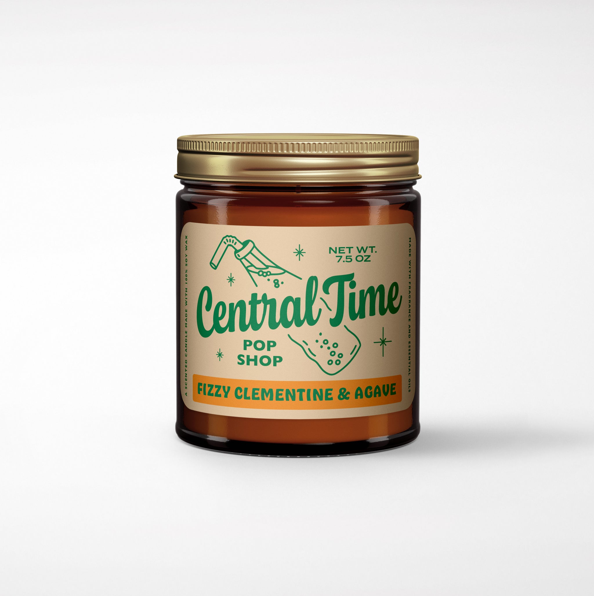 Central Time Pop Shop Soy Candle - 8oz Amber Jar