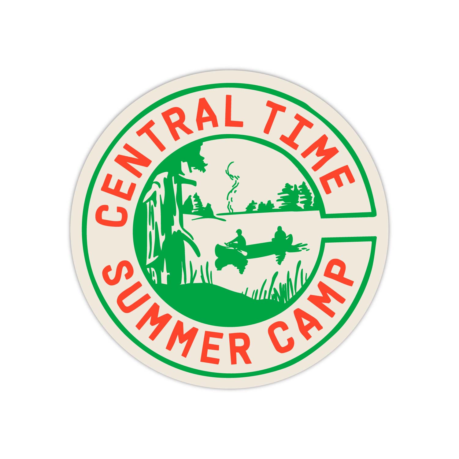 Central Time Summer Camp Circle Sticker