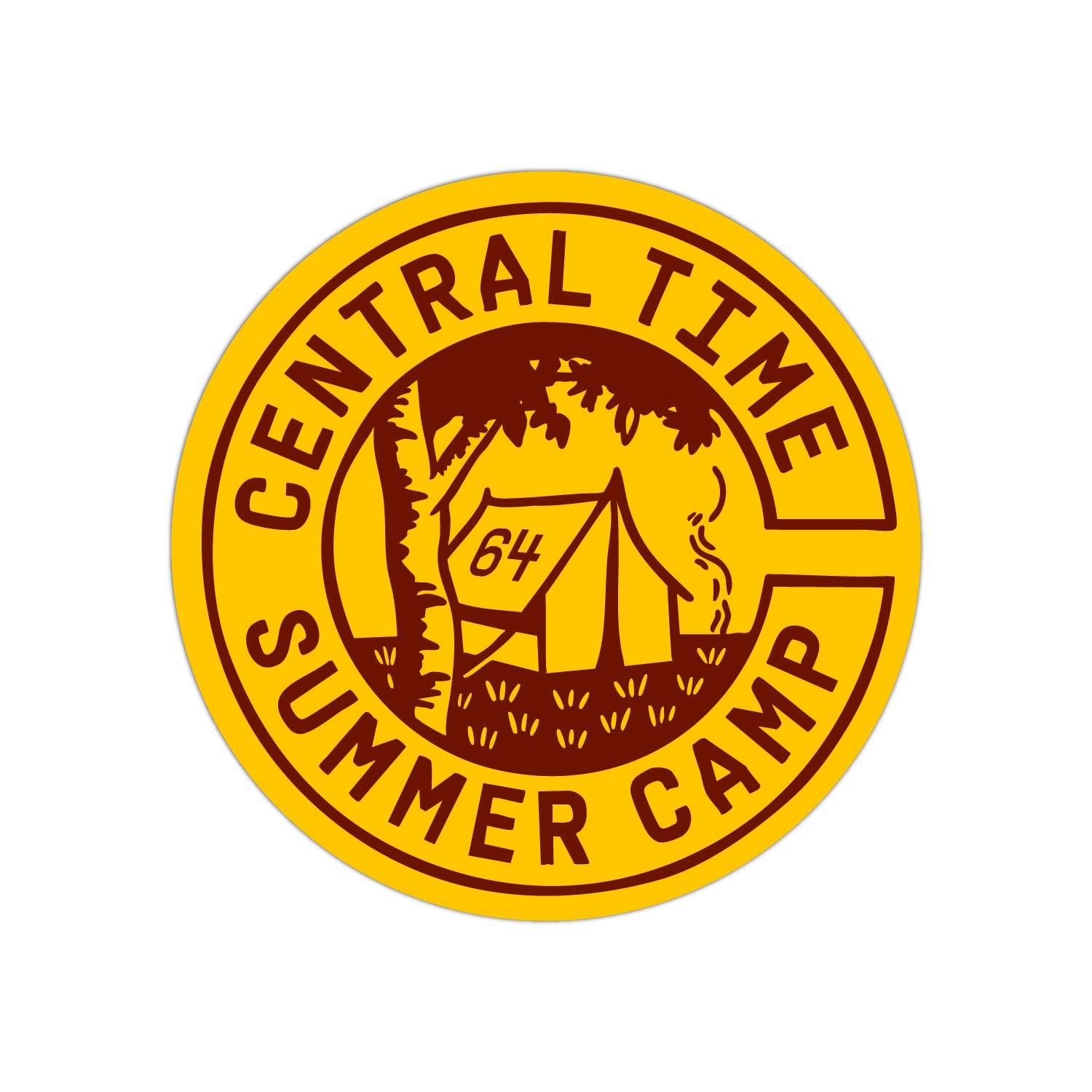 Central Time Summer Camp Gold Circle Sticker