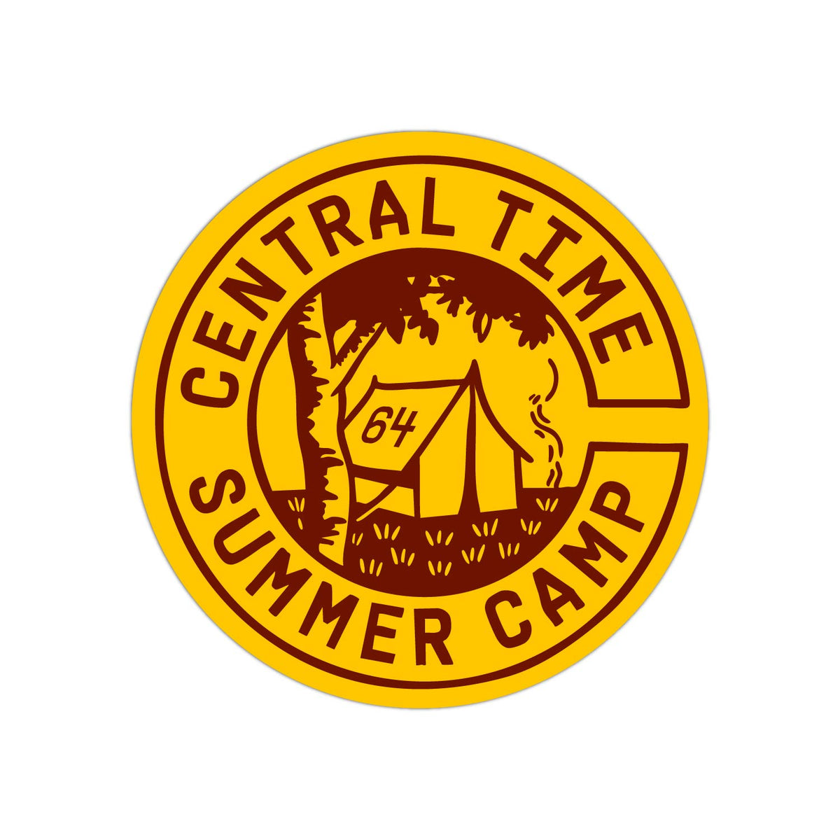 Central Time Summer Camp Gold Circle Sticker