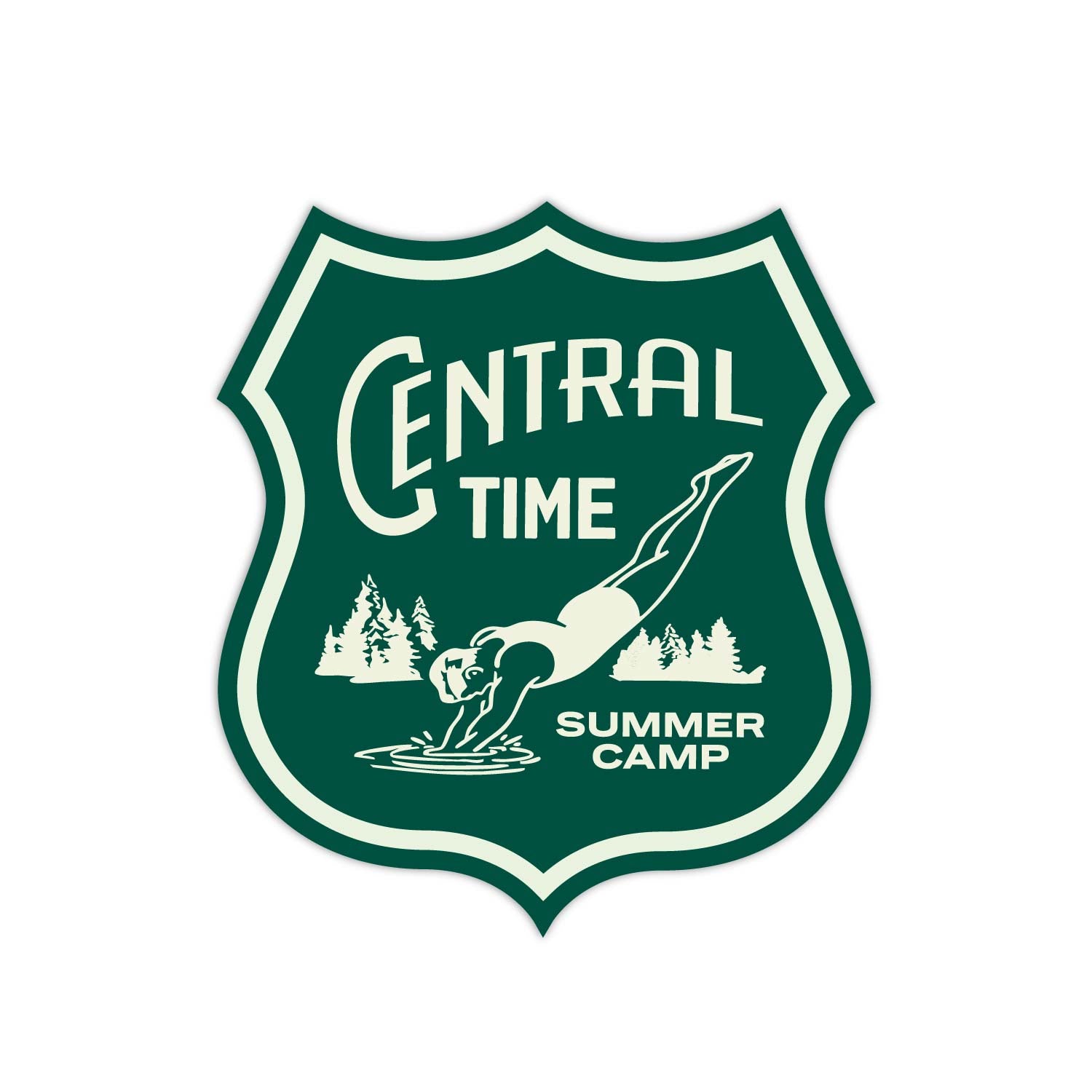 Central Time Summer Camp Green Sticker
