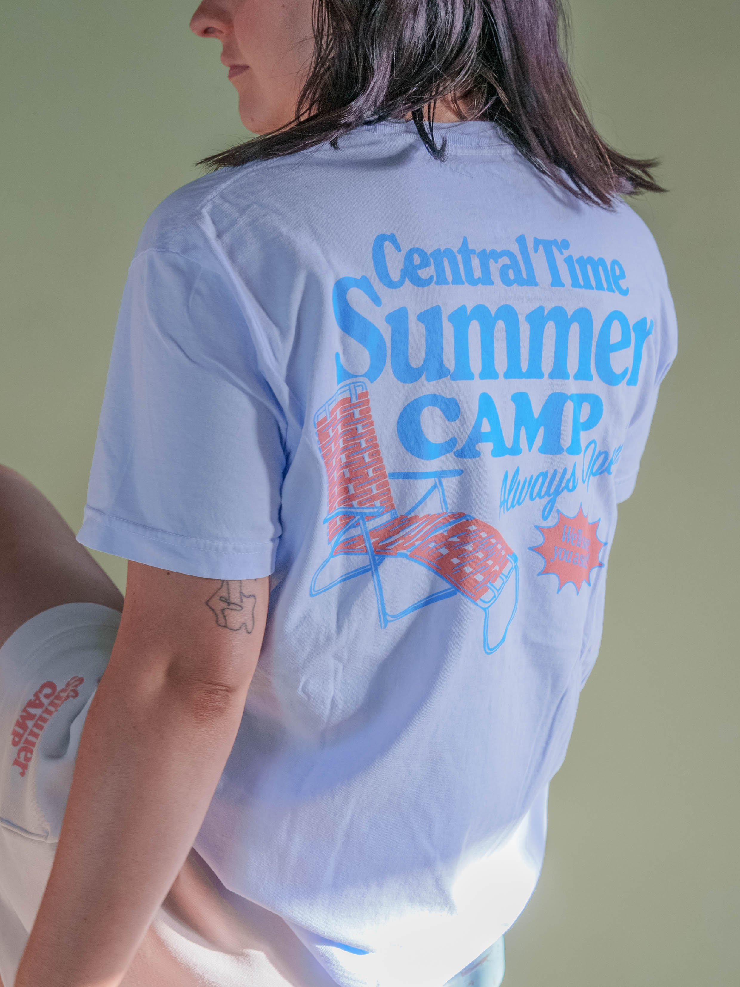 Central Time Summer Camp Heavyweight Tee - Washed Sky Blue
