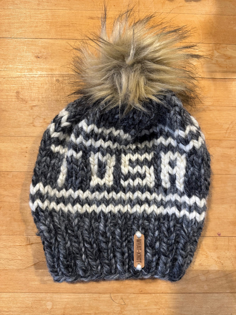Tosa Knitted Hat with Fur Pom - assorted colors