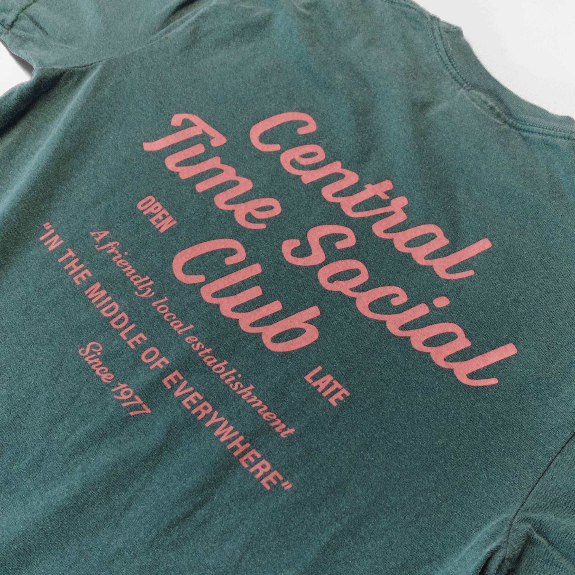 Central Time Script Heavyweight Short Sleeve Tee - Vintage Forest