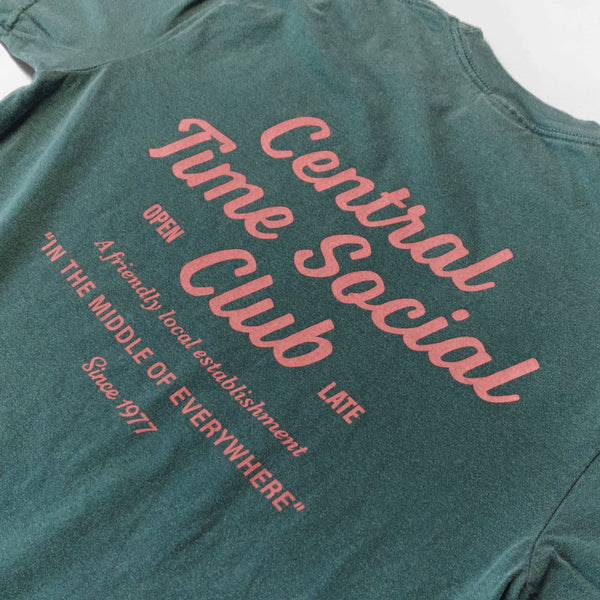 Central Time Social Club Heavyweight Short Sleeve Tee - Vintage Forest