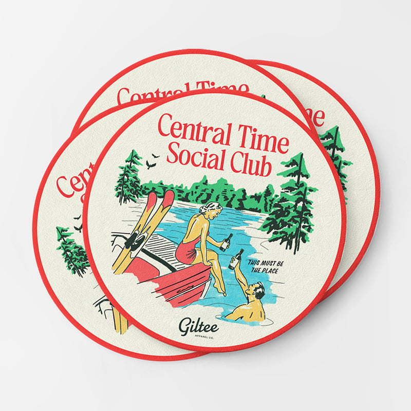 Central Time Lake Souvenir Coasters - 4 pack