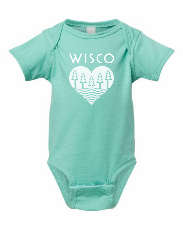 The Wisco Roots Light Teal Onesie