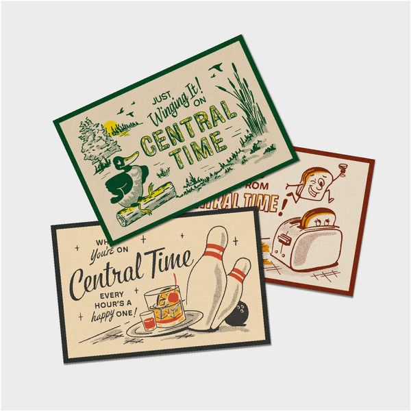 Central Time Post Cards - Assorted 6pk