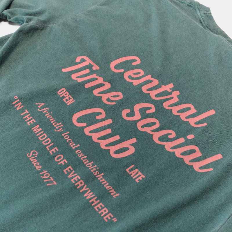 Central Time Social Club Heavyweight Long Sleeve Tee - Vintage Forest - GILTEE