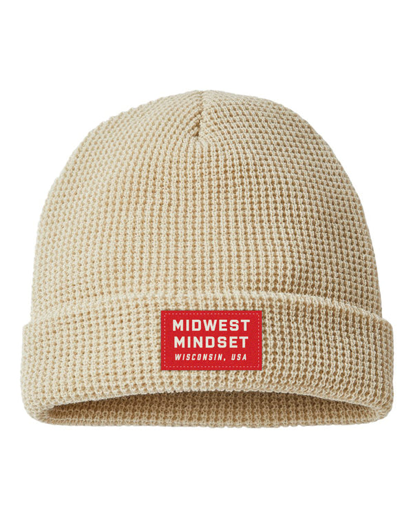 Midwest Mindset Waffle Knit Beanie - Cream - GILTEE