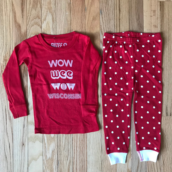 Wow Wee Wow Wisconsin Infant & Toddler Pajamas - Red & White - GILTEE