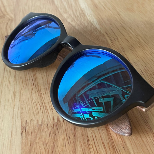 Black Walnut Round Sunglasses - GILTEE