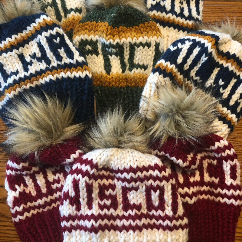Wisconsin Knitted Hat with Fur Pom - Ivory - GILTEE